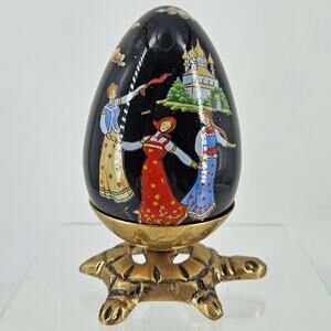 Franklin Mint The Collectors Treasury of Eggs 1988 brass turtle Stand